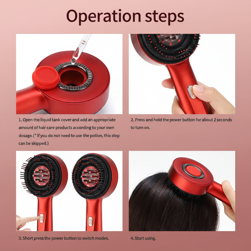 Scalp Massager Operation Steps - Elegant Background